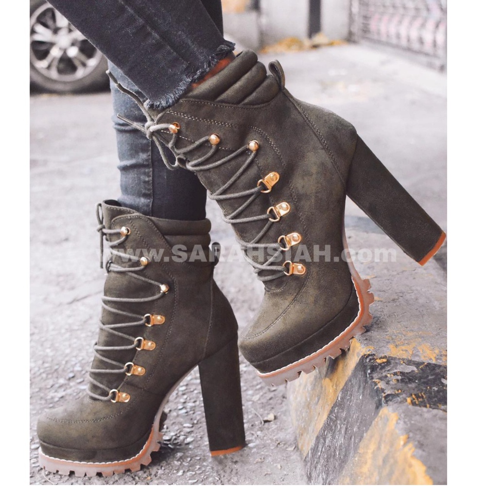 Last Size 8 🖤Suede D-Ring Lace Up Platform Bt - Picture 7 of 8
